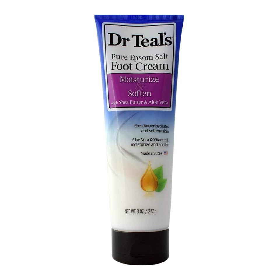 Dr Teal's front jar view showing soothing foot cream for deep hydration