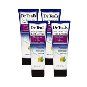 Dr Teal's front packaging showing four 8oz tubes and benefits