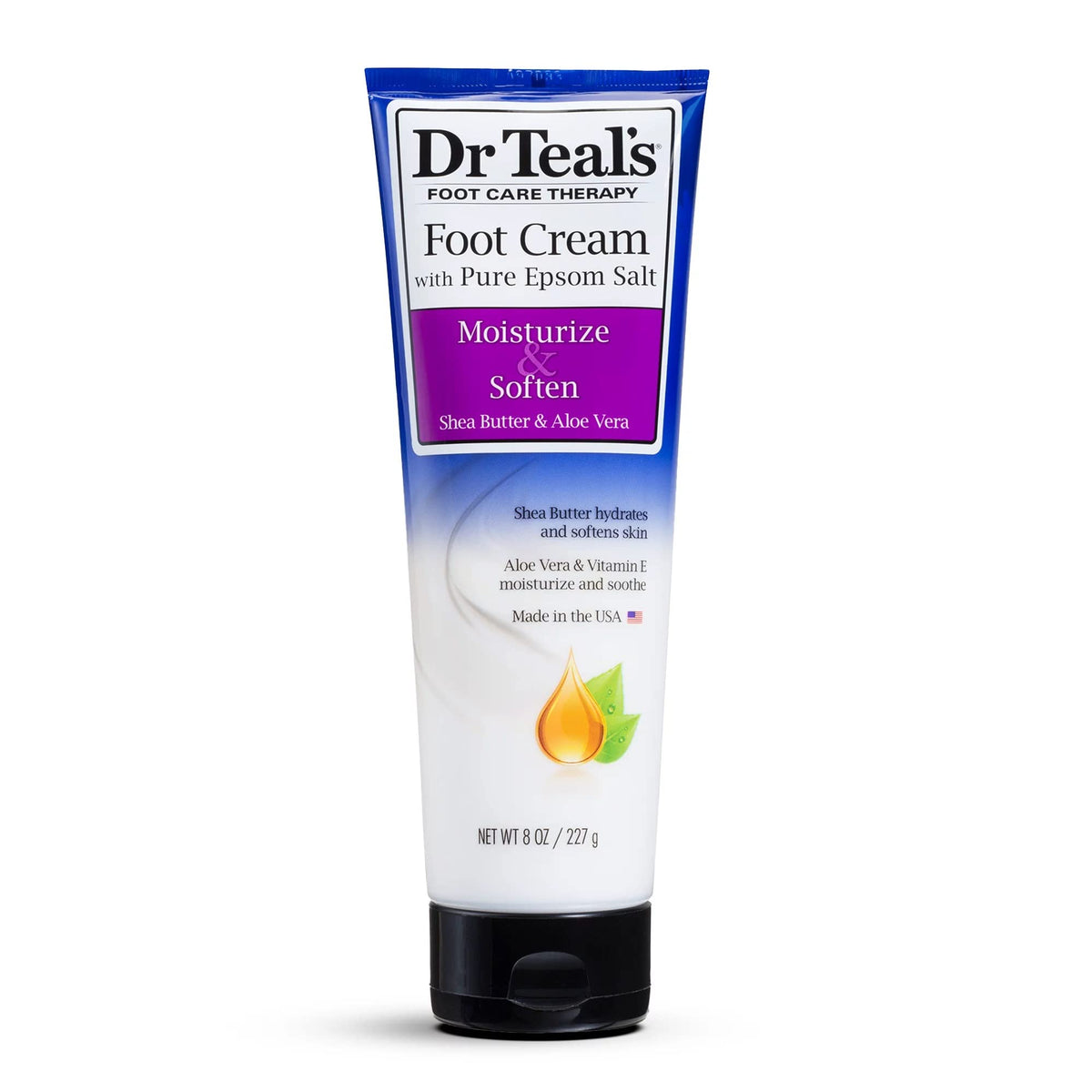 Dr Teal's close-up cream texture on hand demonstrating moisturizing effects