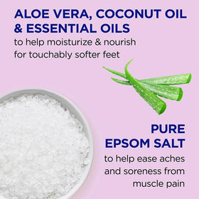 Dr Teal's applying scrub to foot demonstrating easy at-home use