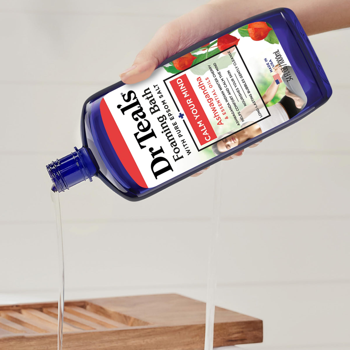 Four-pack of Dr Teal's bottles displayed for scale and long-lasting supply convenience