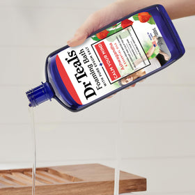 Four-pack of Dr Teal's bottles displayed for scale and long-lasting supply convenience