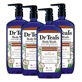 Dr Teal's front bottle packaging showing product and benefits
