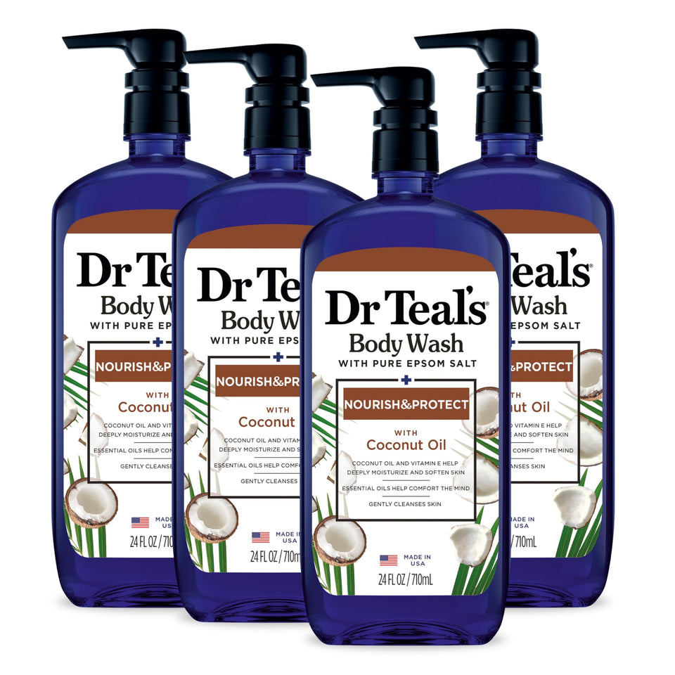 Dr Teal's front bottle packaging showing product and benefits