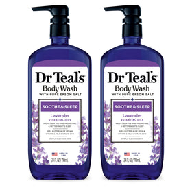 Dr Teal's front bottle showing label and lavender scent benefits
