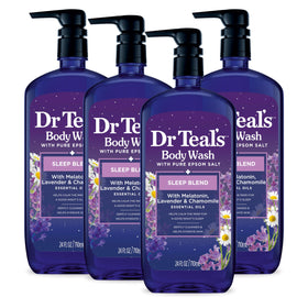Dr Teal's front bottle sleep blend showing calming label and bottle benefit