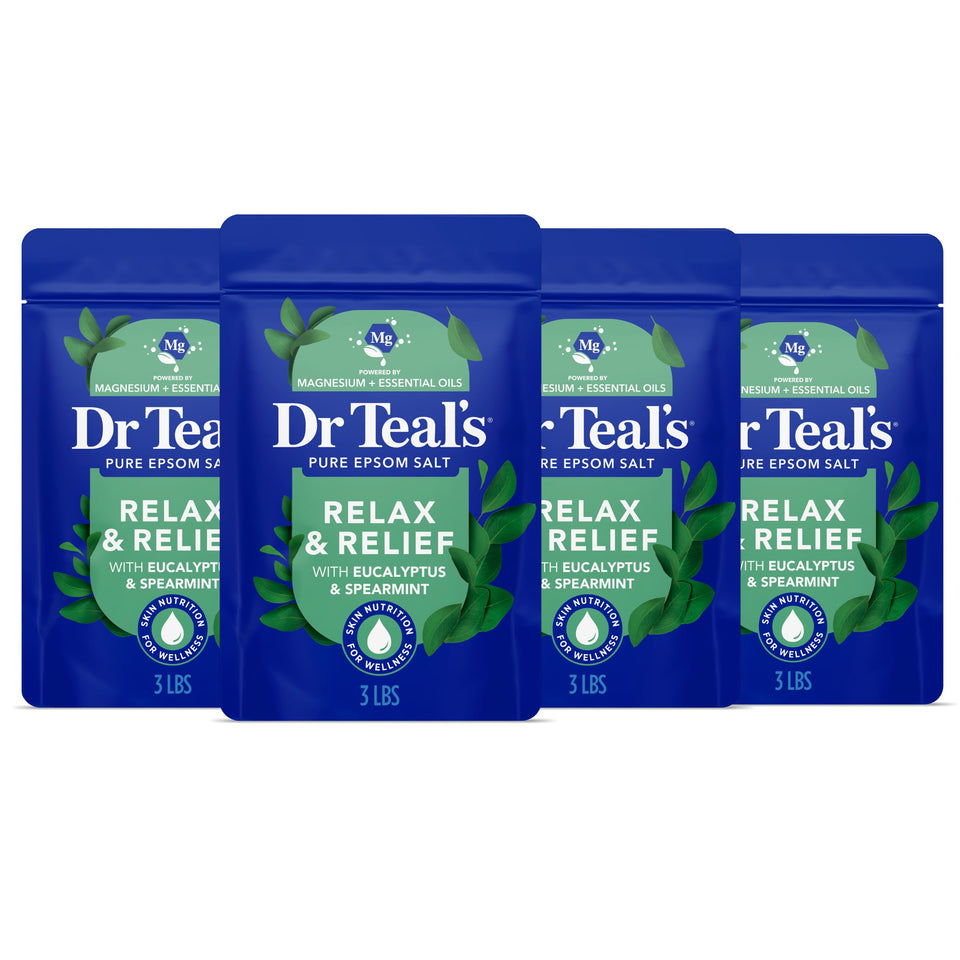 Dr Teal's front label showing eucalyptus and spearmint scent benefits