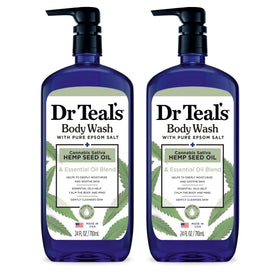 Dr Teal's front packaging showing hemp oil and Epsom salt benefits