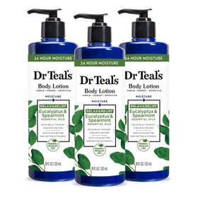 Dr Teal's front packaging showing eucalyptus and spearmint, refreshing scent benefit