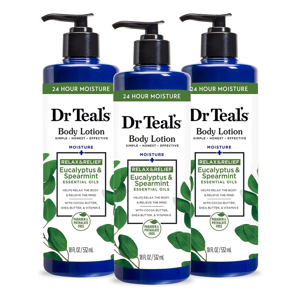 Dr Teal's front packaging showing eucalyptus and spearmint, refreshing scent benefit