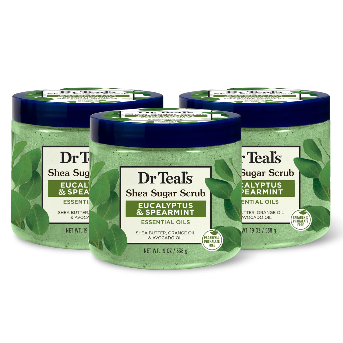 Dr Teal's front packaging showing eucalyptus and spearmint scent and benefit