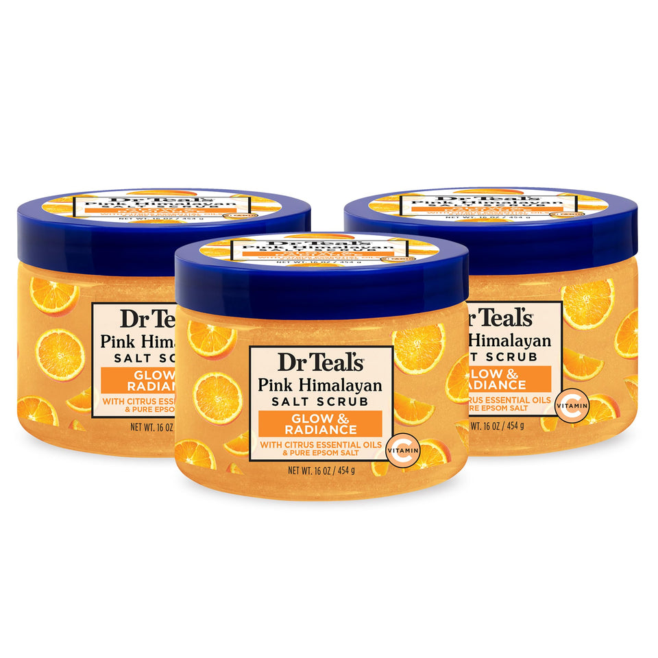 Dr Teal's front packaging showing pink Himalayan salt scrub benefits