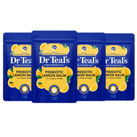 Dr Teal's front packaging showing lemon balm and benefits