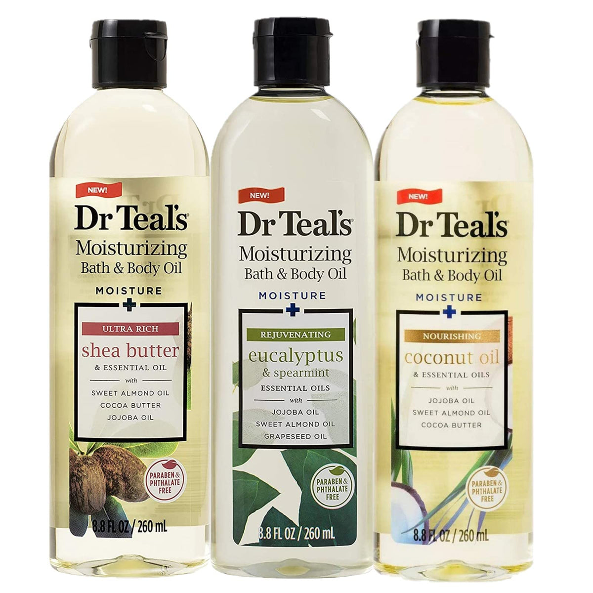 Dr Teal's front packaging showing three oil bottles and gift-ready presentation