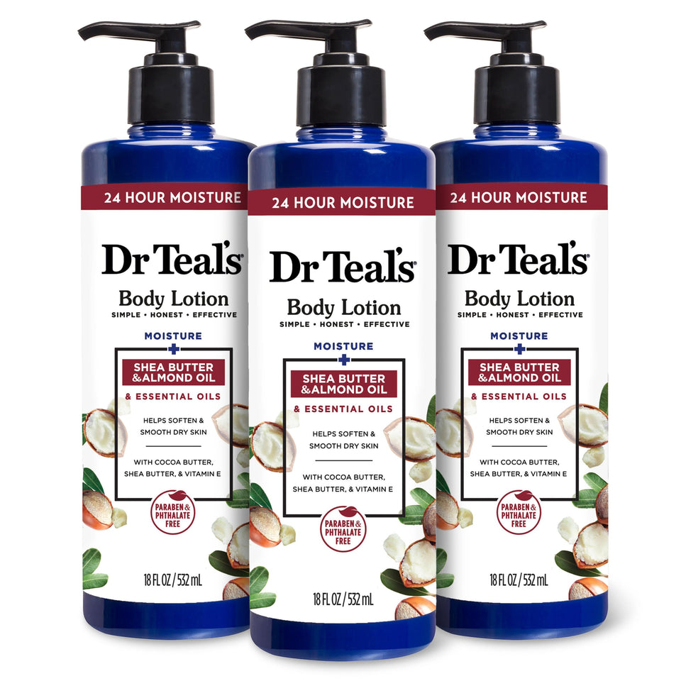 Dr Teal's front packaging showing shea and almond benefits