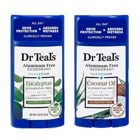 Dr Teal's two-stick gift set front view showing both scents and compact benefit