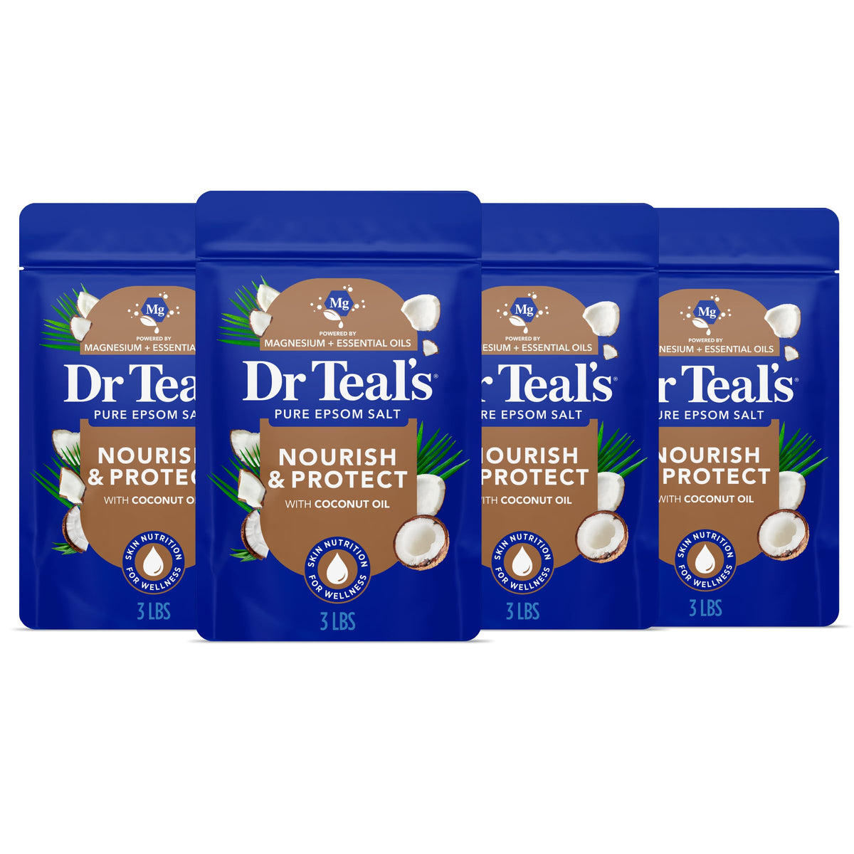 Dr Teal's front packaging showing product and coconut scent benefits