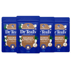 Dr Teal's front packaging showing product and coconut scent benefits