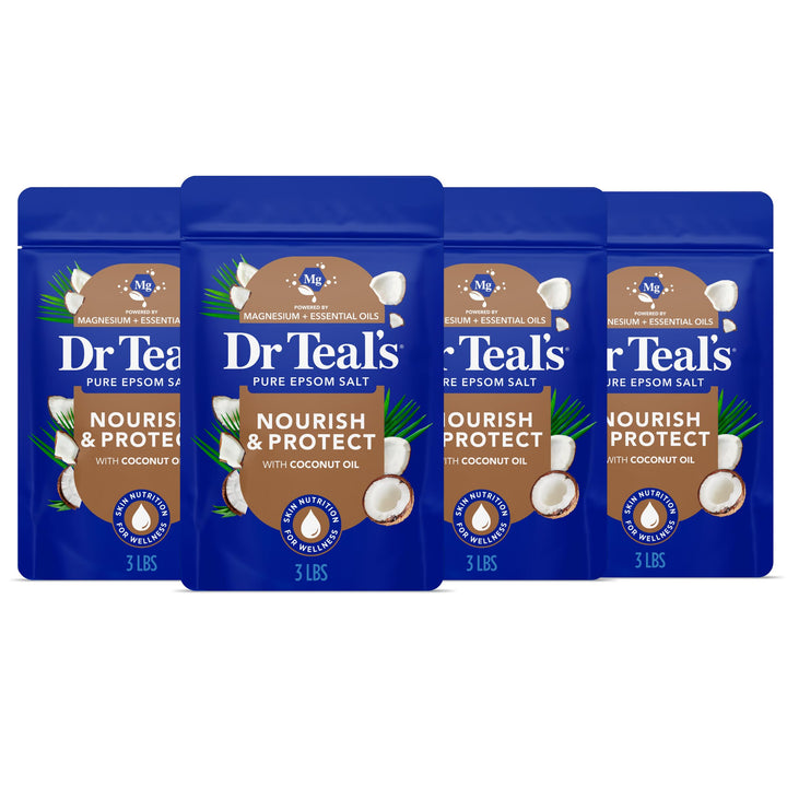 Dr Teal's front packaging showing product and coconut scent benefits