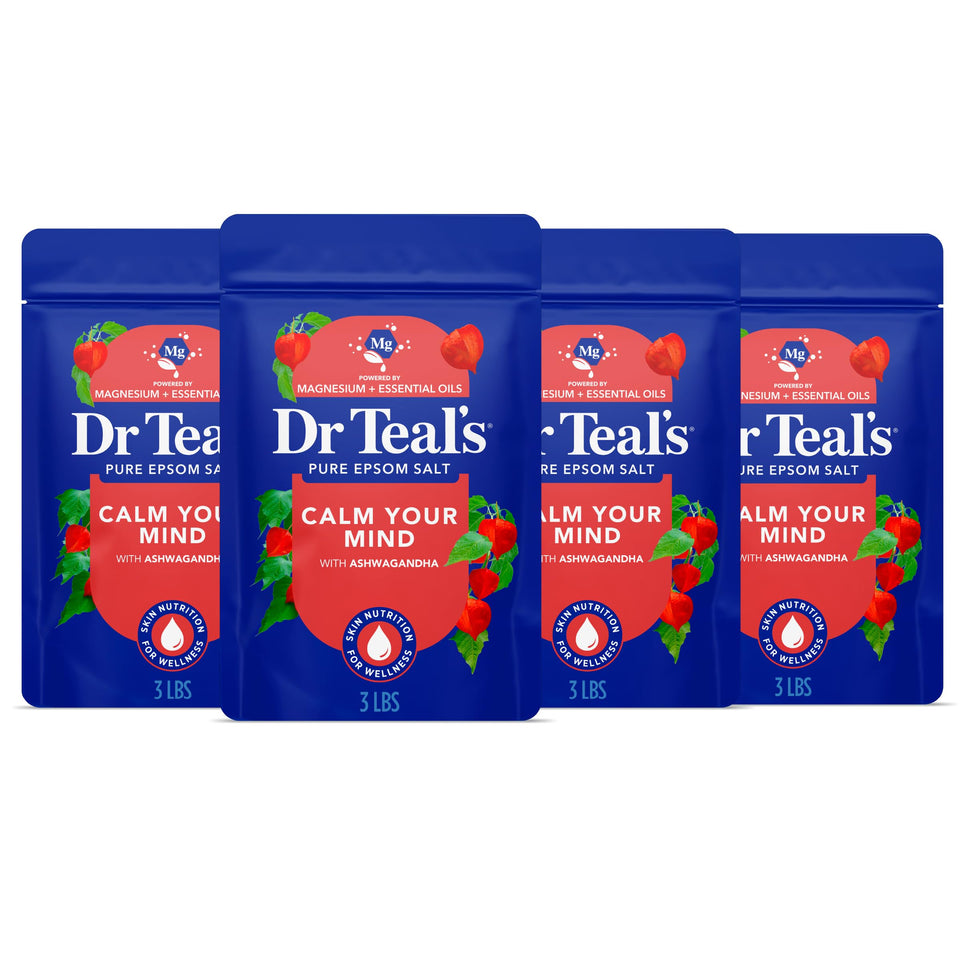 Dr Teal's front packaging showing label and 3 lb tub for easy identification and storage