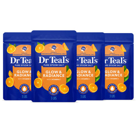 Dr Teal's front tub showing Glow & Radiance and benefits