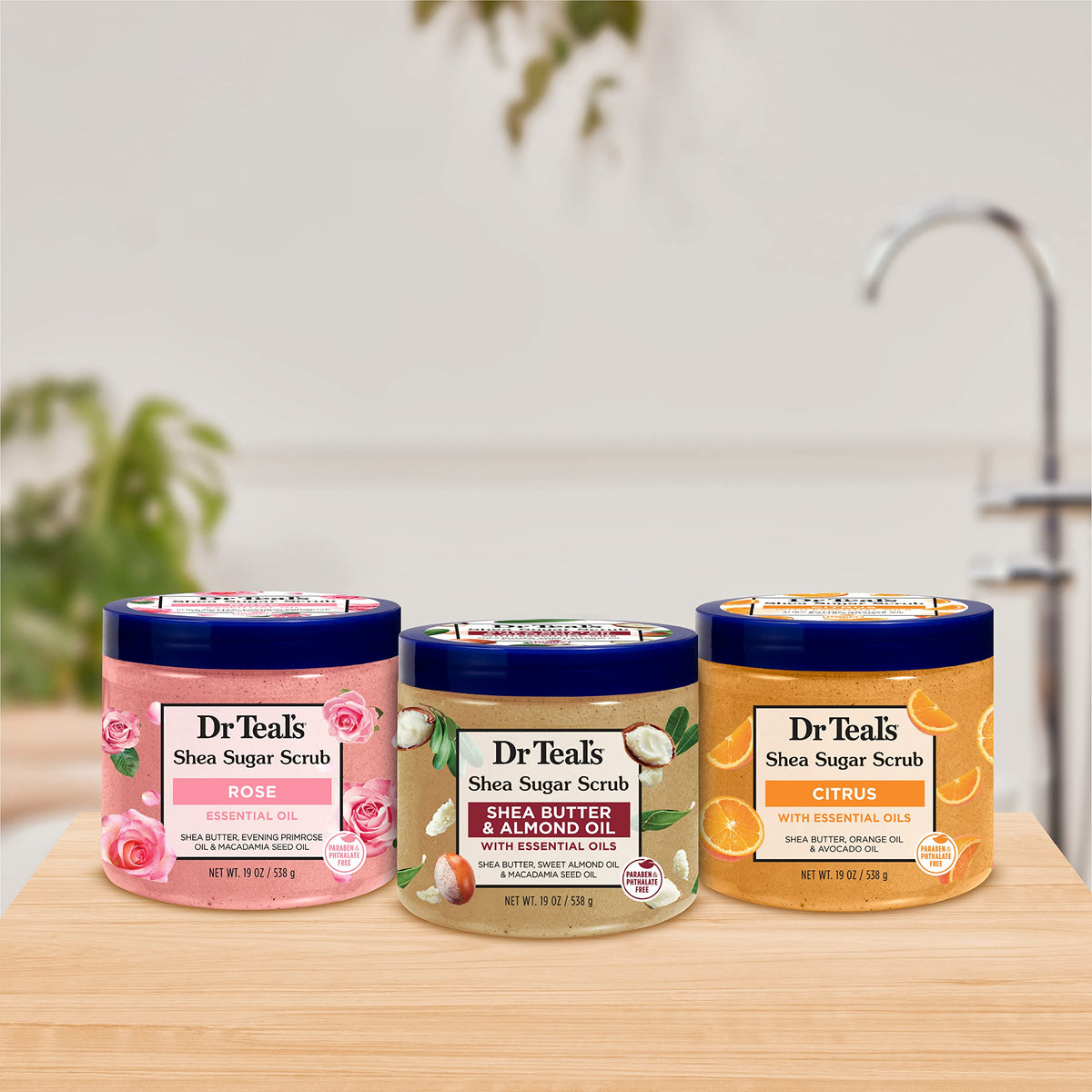 Dr Teal's scrub used in shower showing gentle exfoliation and refreshment