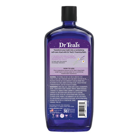 Dr Teal's ingredient label and icons emphasizing vegan and paraben-free