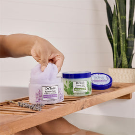 Dr Teal's product label ingredients list highlighting paraben-free benefit