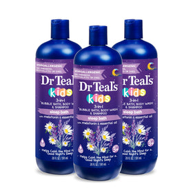 Dr Teal's front packaging showing calming lavender and child-friendly design