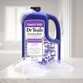 Dr Teal's bottle label with ingredients list for transparent product info