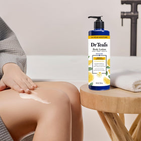 Dr Teal's product in hand illustrating smooth application benefit