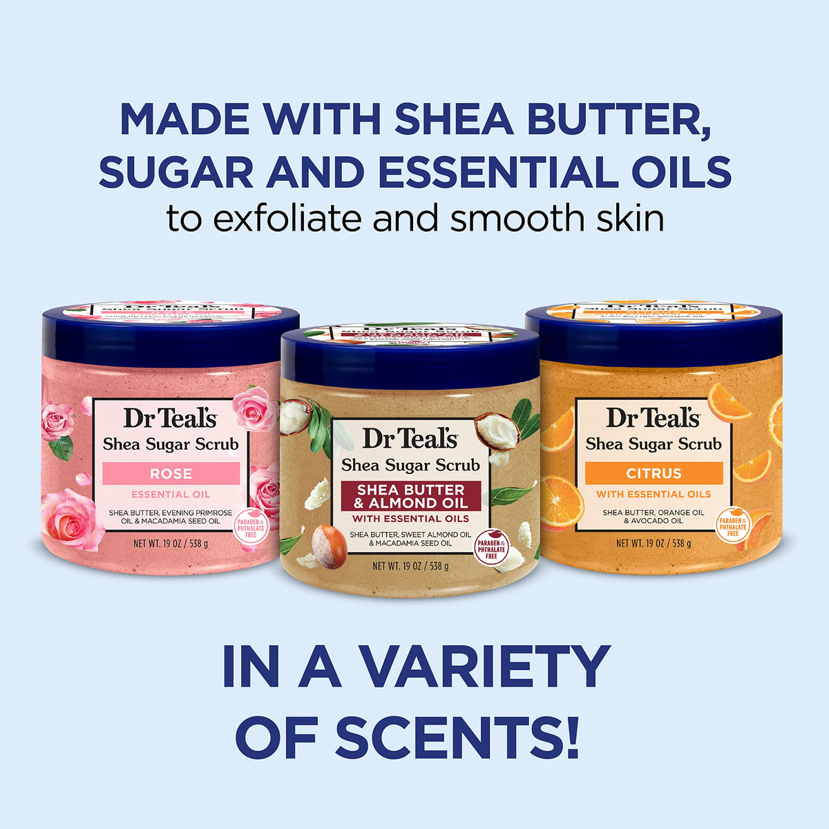 Dr Teal's open jar showing shea butter texture for rich moisturization