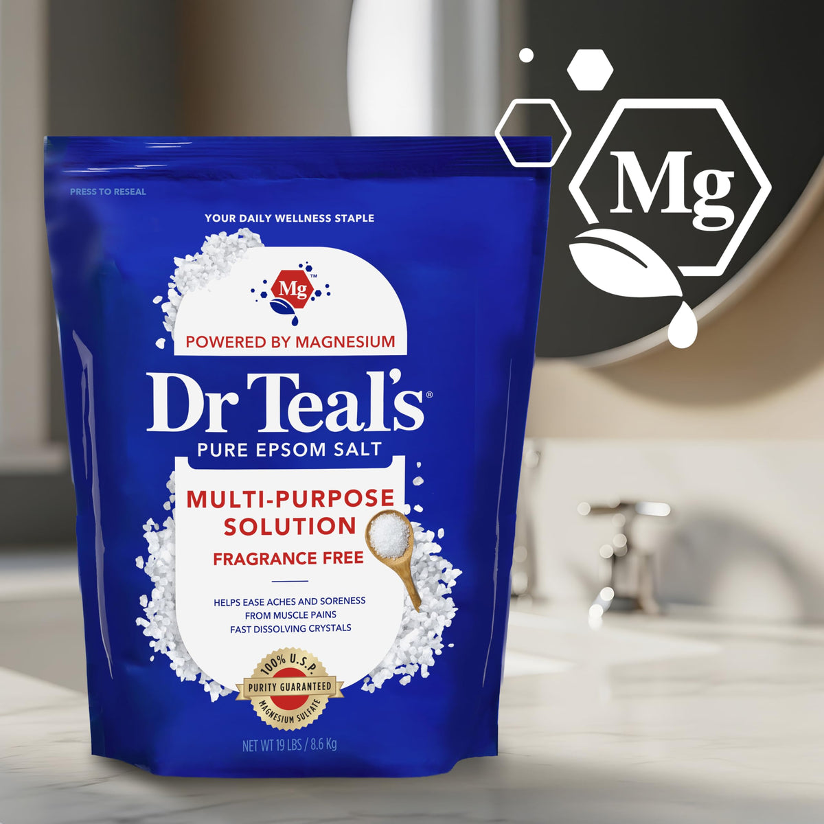 Dr Teal's salt paste applied to skin demonstrating targeted topical use
