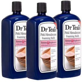 Dr Teal's three-bottle front packaging showing size and calming label benefits