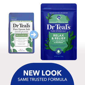 Dr Teal's pouring salt into a bath for a calming soak experience