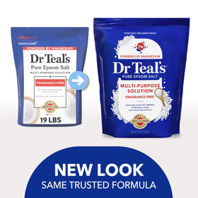 Dr Teal's resealable Easylock seal on bag demonstrating moisture protection