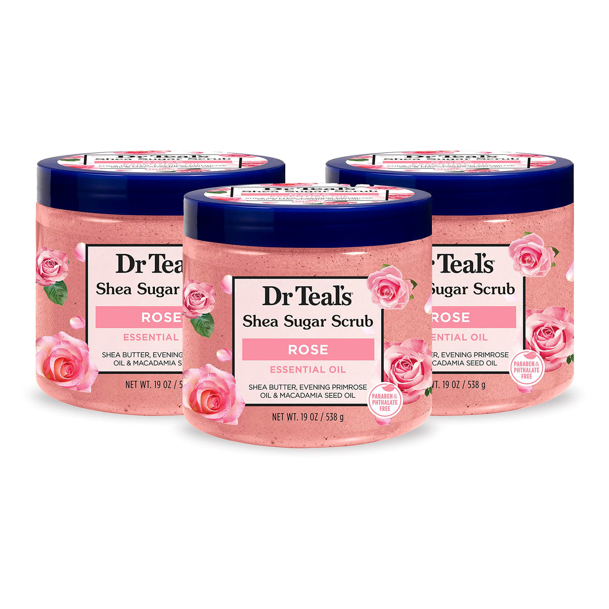 Dr Teal's front jar packaging showing product and calming rose scent