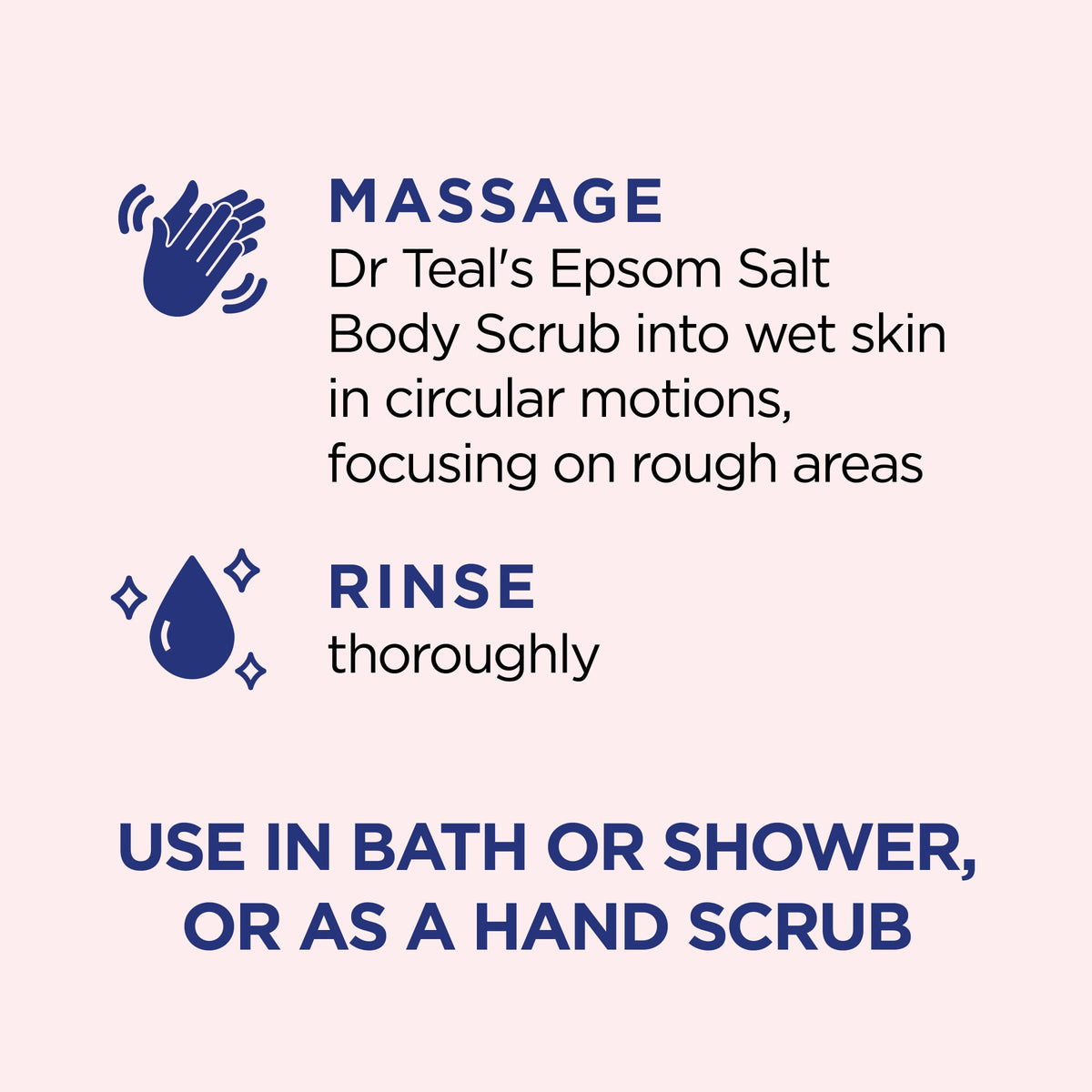 Dr Teal's scrub being applied to forearm demonstrating gentle exfoliation benefit