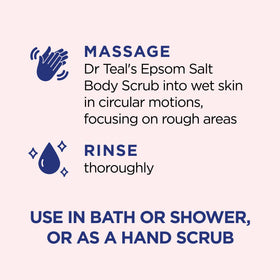 Dr Teal's scrub being applied to forearm demonstrating gentle exfoliation benefit
