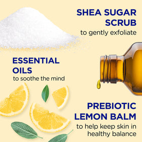 Dr Teal's open jar displaying sugar scrub texture and moisturizing look