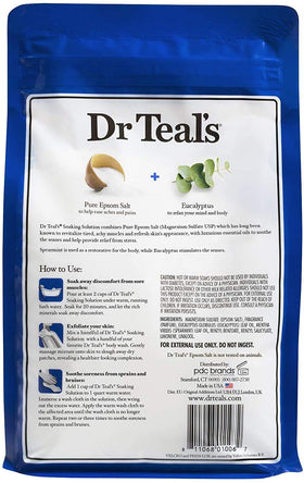 Dr Teal's 3 lb bag shown next to hand indicating size and quantity