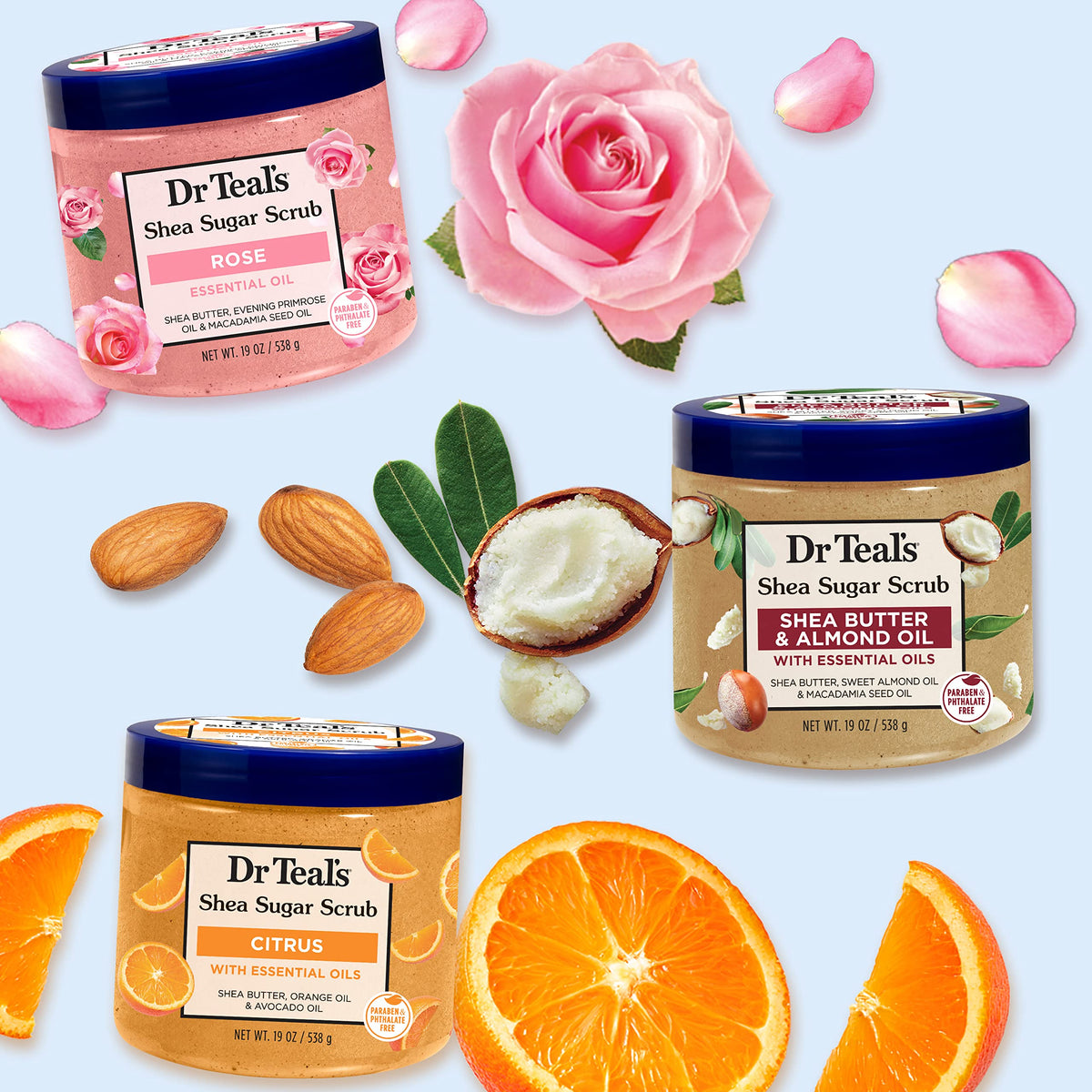 Dr Teal's spoon scooping scrub demonstrating easy application and control