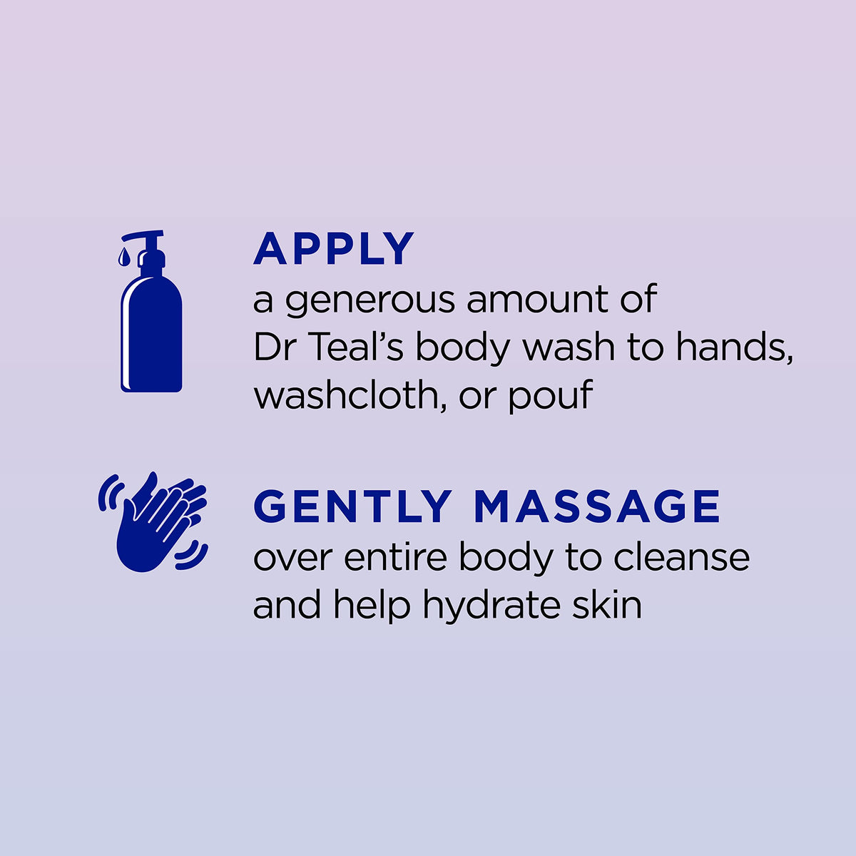 Dr Teal's gel on hand showing silky texture and hydrating benefit