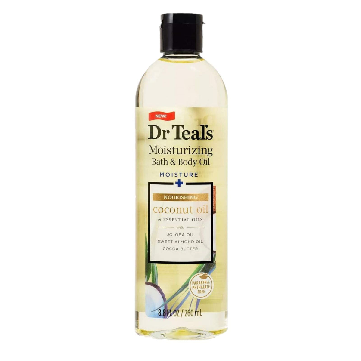 Dr Teal's oil texture on skin demonstrating lightweight shimmer and softening benefit