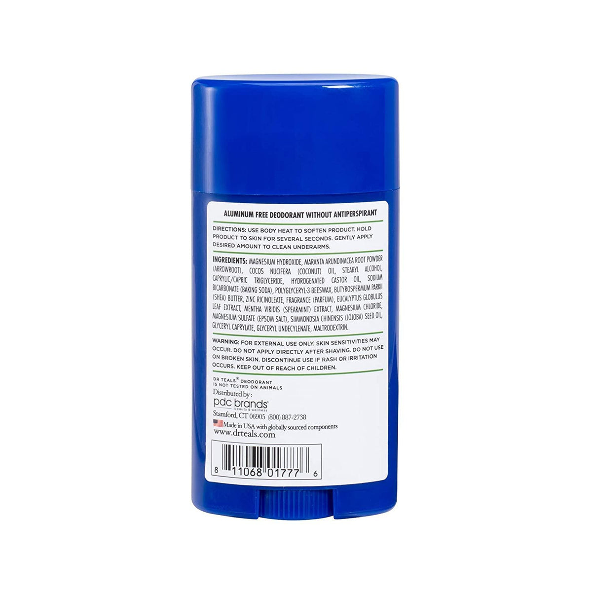 Dr Teal's deodorant next to a phone showing travel-size convenience and carry-along benefit