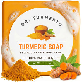 Dr. Turmeric front packaging showing soap bar and benefits
