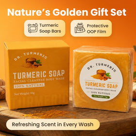 Dr. Turmeric product label close-up showing ingredients and claims