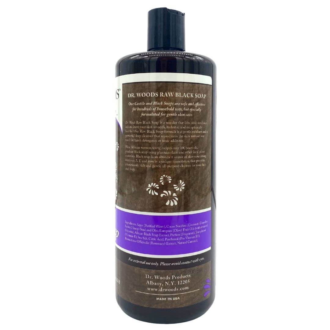 Dr. Woods thick liquid poured to show texture and lasting lather benefit