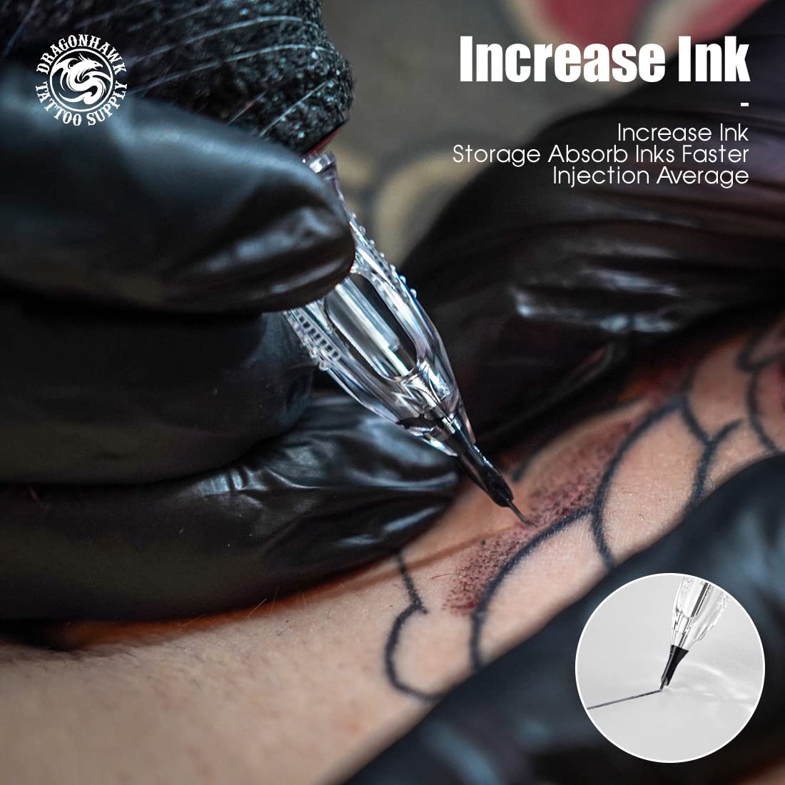 Dragonhawk needle taper detail highlighting smooth glide advantage