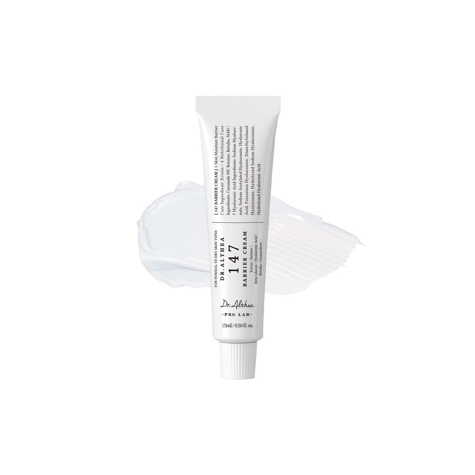 Dr.Althea 147 Barrier Cream front tube shot showing product and compact size, ideal for travel